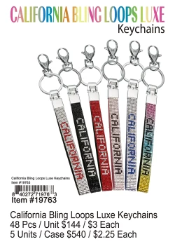 California Bling Loops Luxe Keychains 48 Pcs.